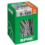 CENTRALE BRICO Lot de 75 vis acier tête plate SPAX, Diam.5 mm x L.120 mm