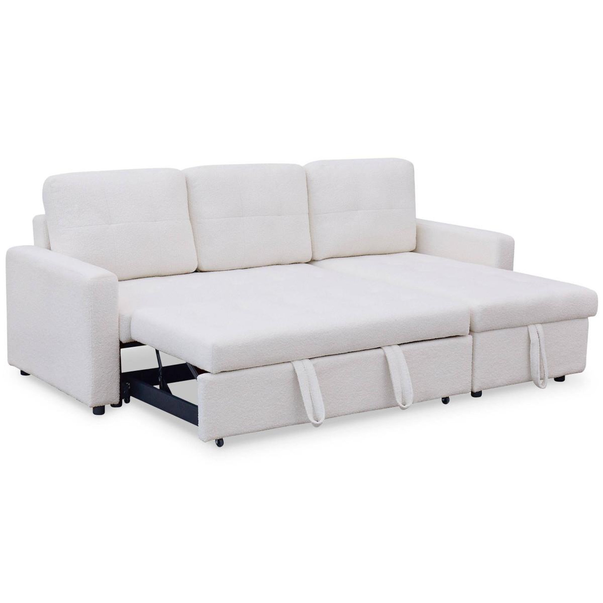 Voir la diapositive 5 : Paris Prix Canapé d'angle convertible bouclette  corto  221cm crème