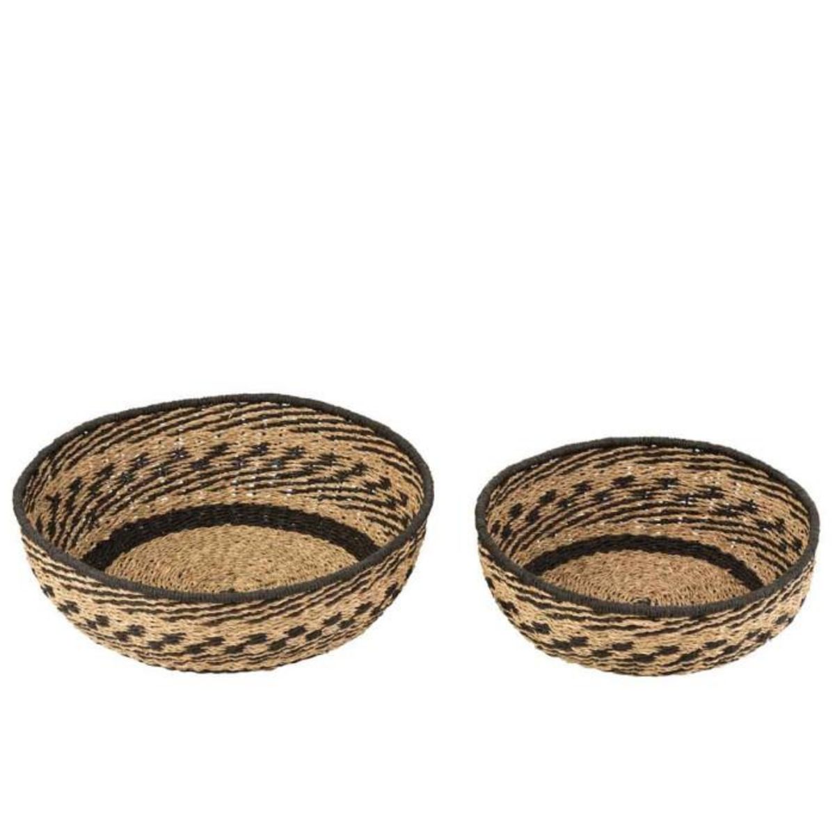 Paris Prix Lot de 2 Coupelles Déco  Zostère  46cm Noir & Beige