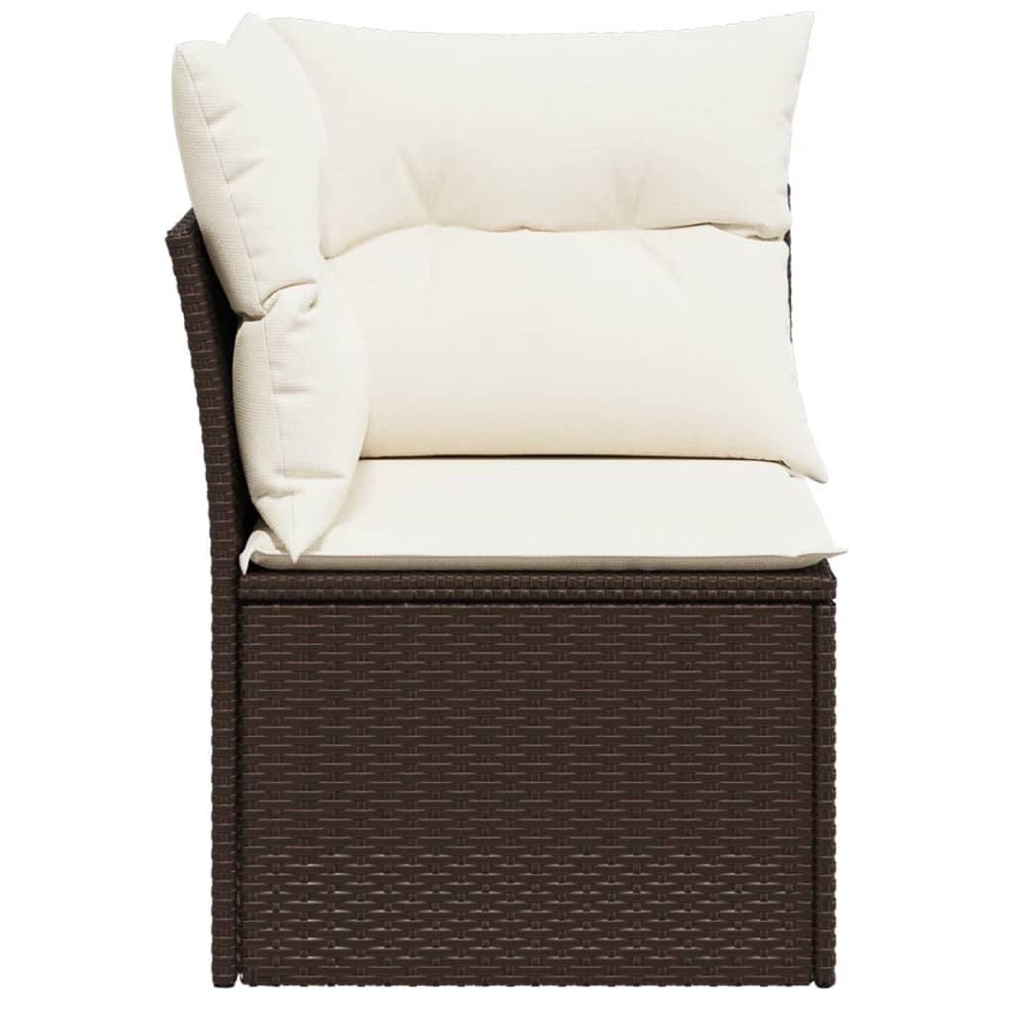 Voir la diapositive 5 : VIDAXL Canape d'angle de jardin avec coussins marron resine tressee