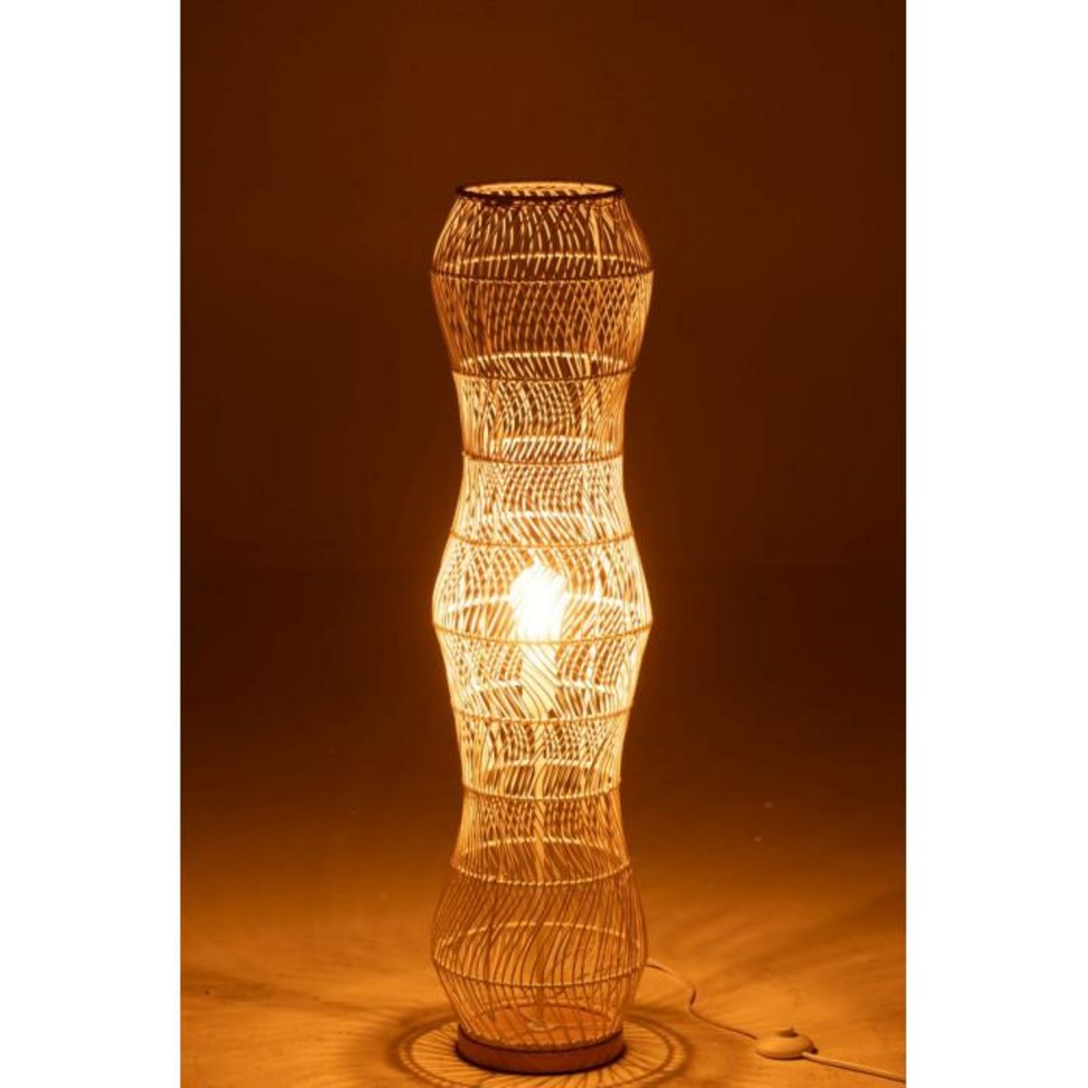 Paris Prix Lampadaire Torsade en Rotin  Etta  101cm Blanc