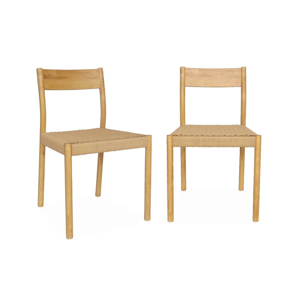 SWEEEK Lot de 2 chaises naturelles en bois et cordage. Ella. L 49.5 x P 53 x H 82cm