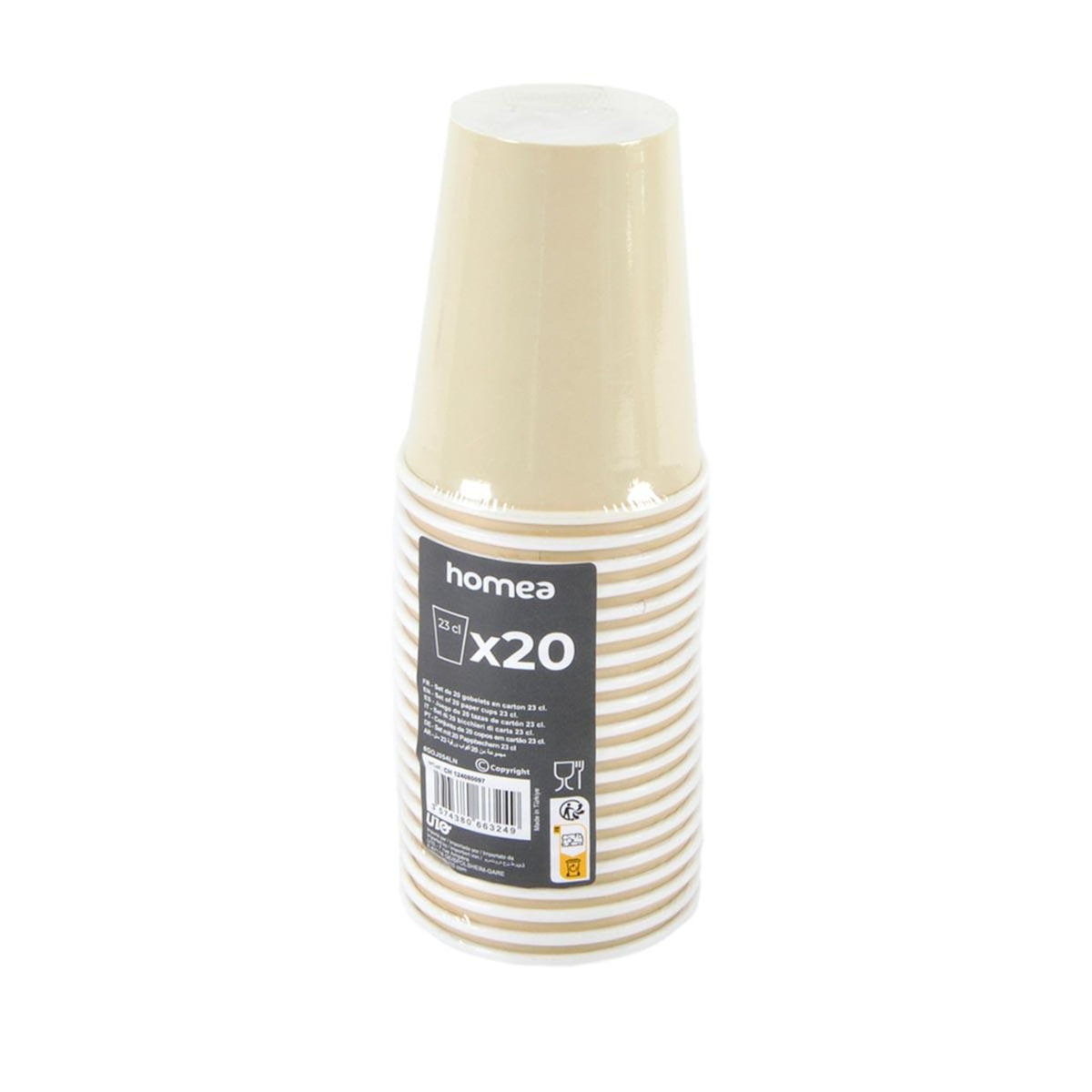 Paris Prix Lot de 20 Gobelets en Carton  Vitamine  23cl Lin