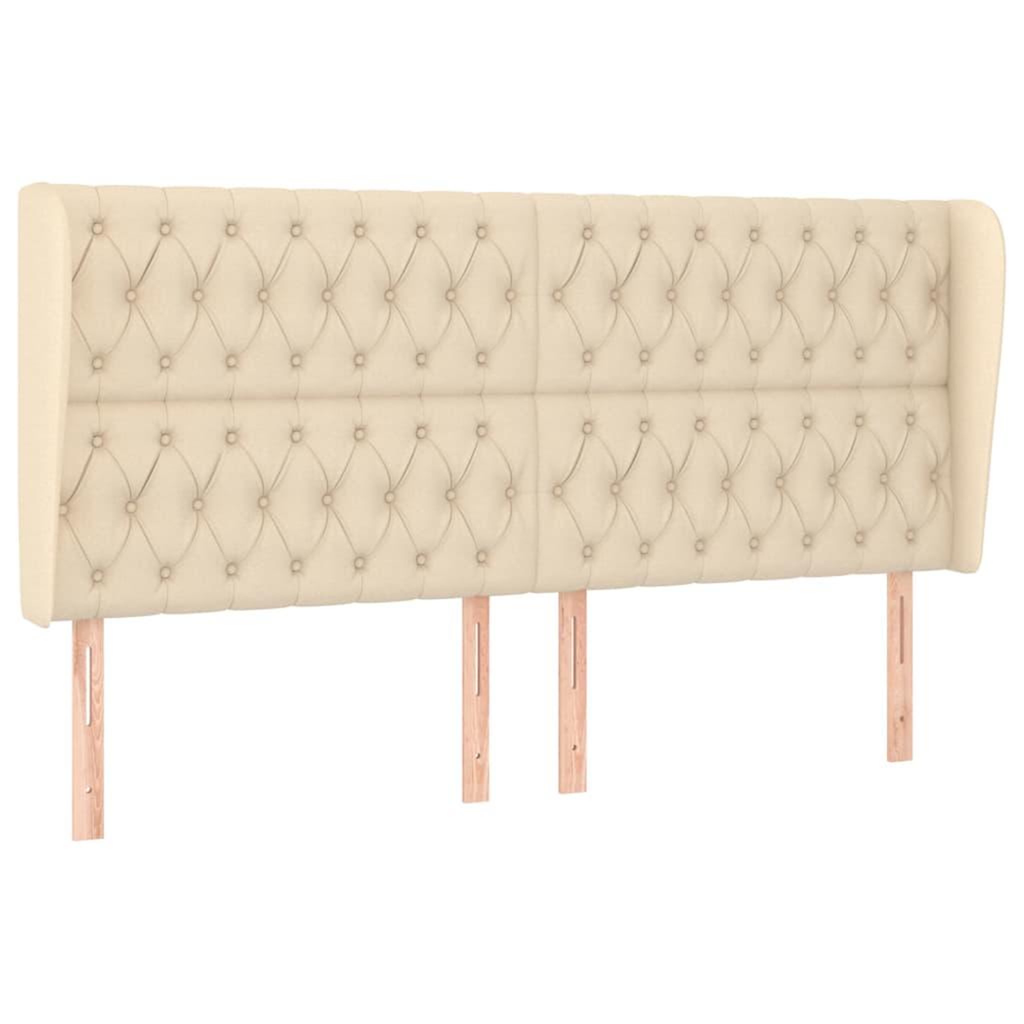Voir la diapositive 2 : VIDAXL Tete de lit avec oreilles Creme 203x23x118/128 cm Tissu