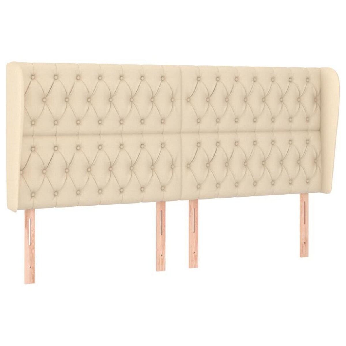 VIDAXL Tete de lit avec oreilles Creme 203x23x118/128 cm Tissu