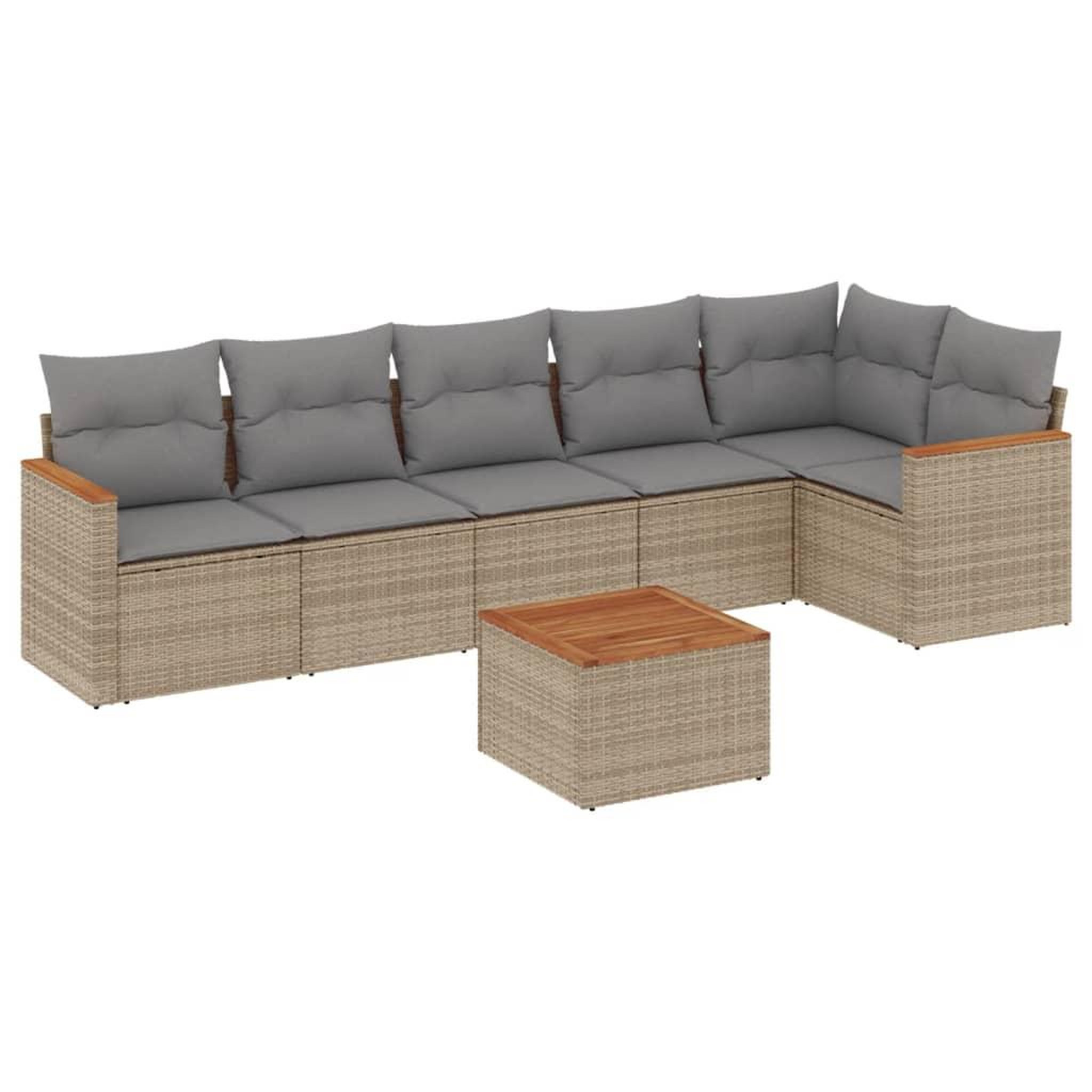 Voir la diapositive 2 : VIDAXL Salon de jardin avec coussins 7 pcs beige resine tressee