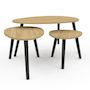 Voir la diapositive 3 : ID MARKET Lot de 3 tables basses gigognes GAIA bois et pieds noirs scandinave