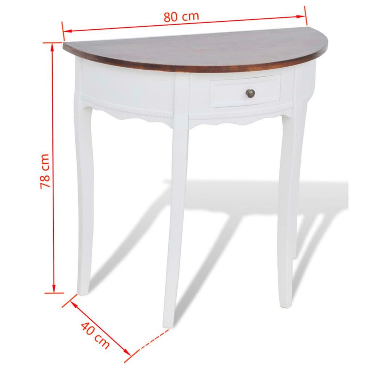 VIDAXL Table console avec tiroir et dessus de table marron Demi-ronde
