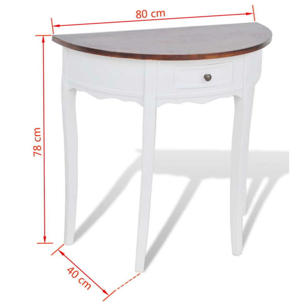 VIDAXL Table console avec tiroir et dessus de table marron Demi-ronde
