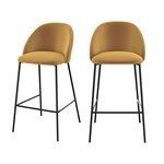 Rendez vous déco Lot de 2 chaises pour îlot central 66 cm en velours jaune moutarde-Karl
