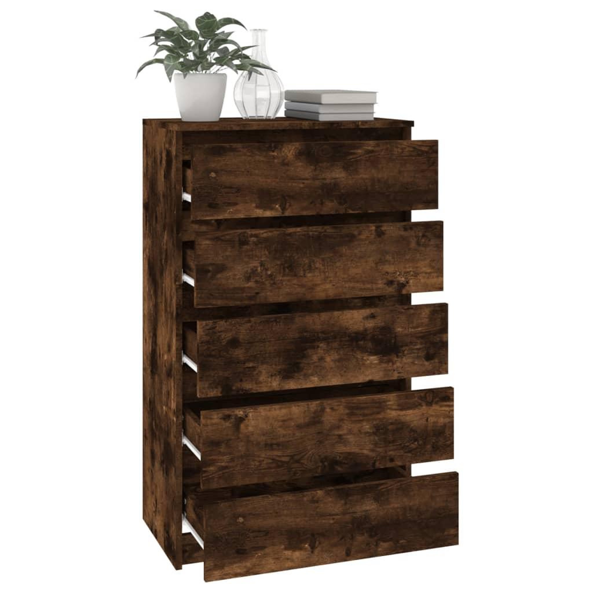 Voir la diapositive 5 : VIDAXL Commode Chene fume 60x36x103 cm Bois d'ingenierie