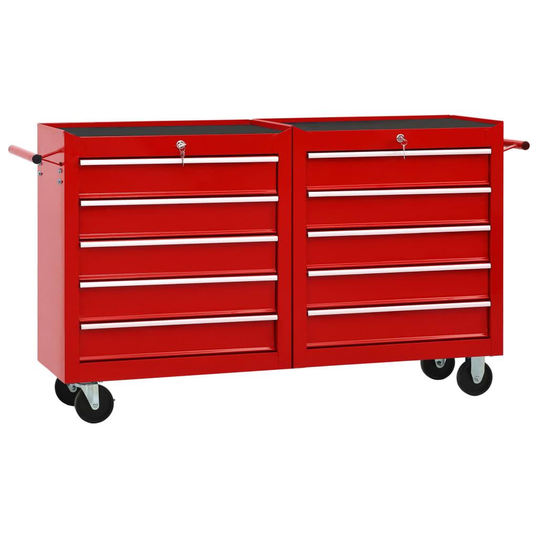 Voir la diapositive 1 : VIDAXL Chariot a outils avec 10 tiroirs Acier Rouge