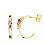 Voir la diapositive 1 : L'ATELIER D'AZUR Boucles d'Oreilles Demi Créoles Améthystes - Or 18 Carats 750 Jaune