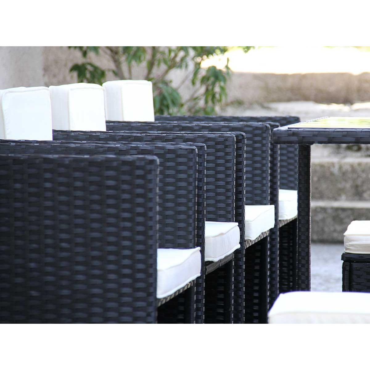 JARDIDECO Salon de jardin en résine tressée Artigas II 6-10 places Noir - Jardideco