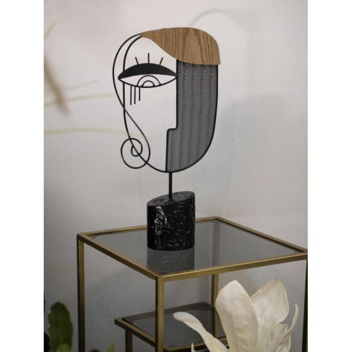 Paris Prix Sculpture Visage Abstrait en Métal  Picassy  49cm Multicolore