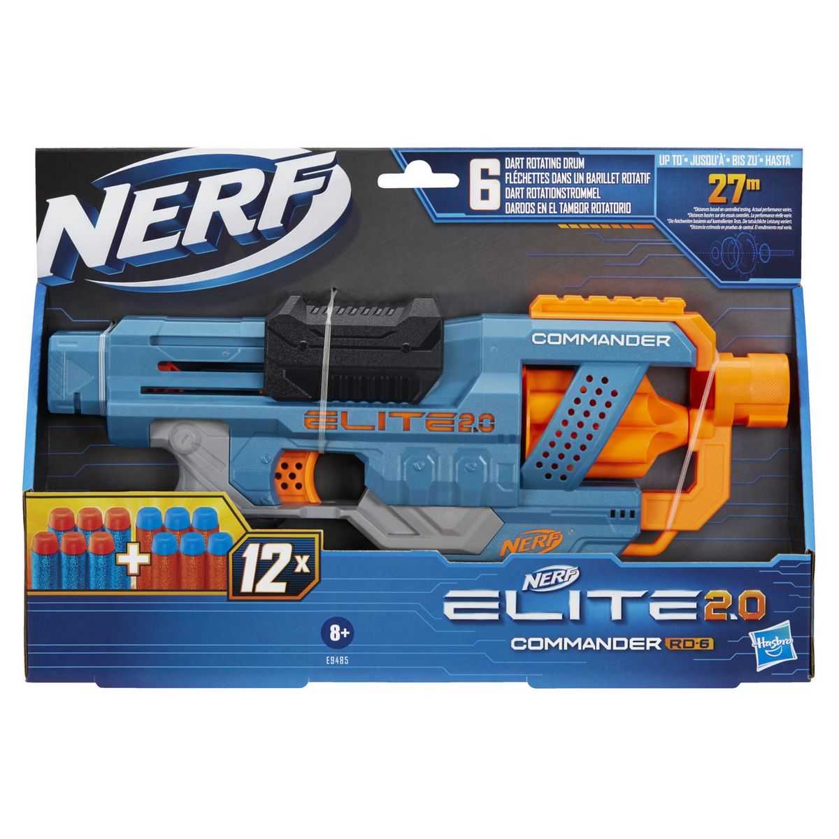 HASBRO Pistolet Nerf Elite 2.0 Commander RD-6 et Fléchettes Nerf Elite Officielles