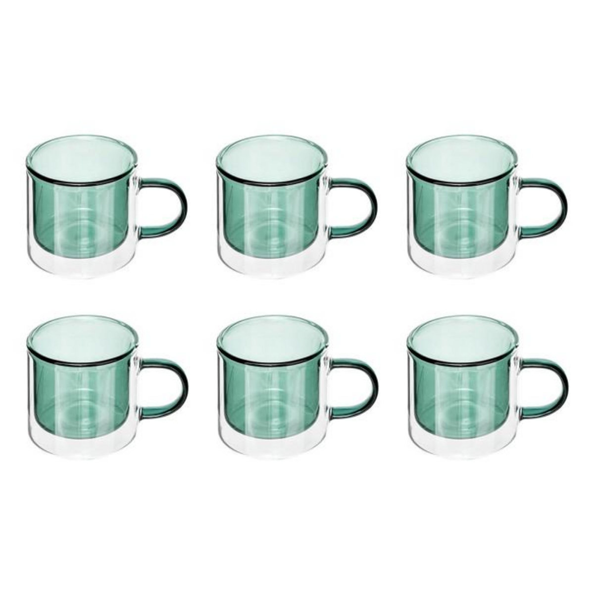 SECRET DE GOURMET Lot de 6 Mugs en Verre  Lexi  25cl Émeraude