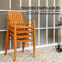 Voir la diapositive 5 : OUTSUNNY Salon de jardin extérieur 4 places 5 pièces - chaises empilables - plateau effet bois acier orange
