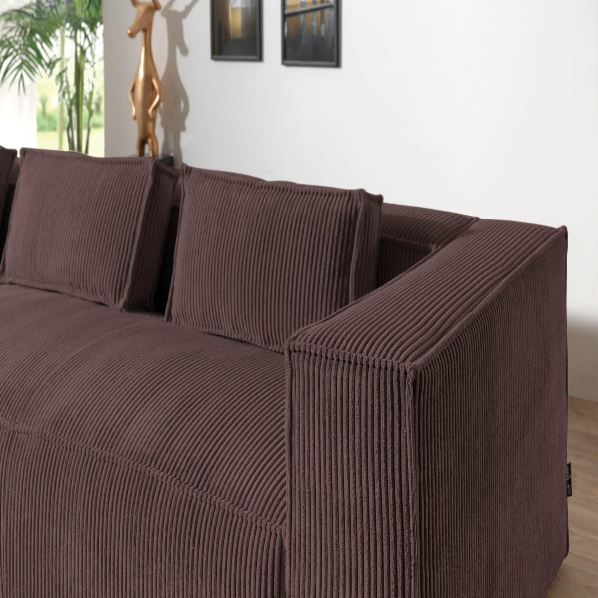 Voir la diapositive 3 : LISA DESIGN Stella - canapé d'angle - en velours côtelé - 4 places -style contemporain - gauche