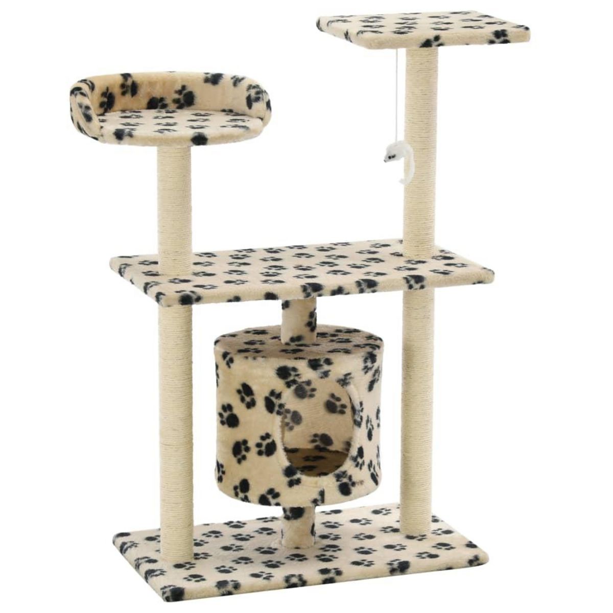 VIDAXL Arbre a chat avec griffoir en sisal 95 cm Beige Motif de pattes