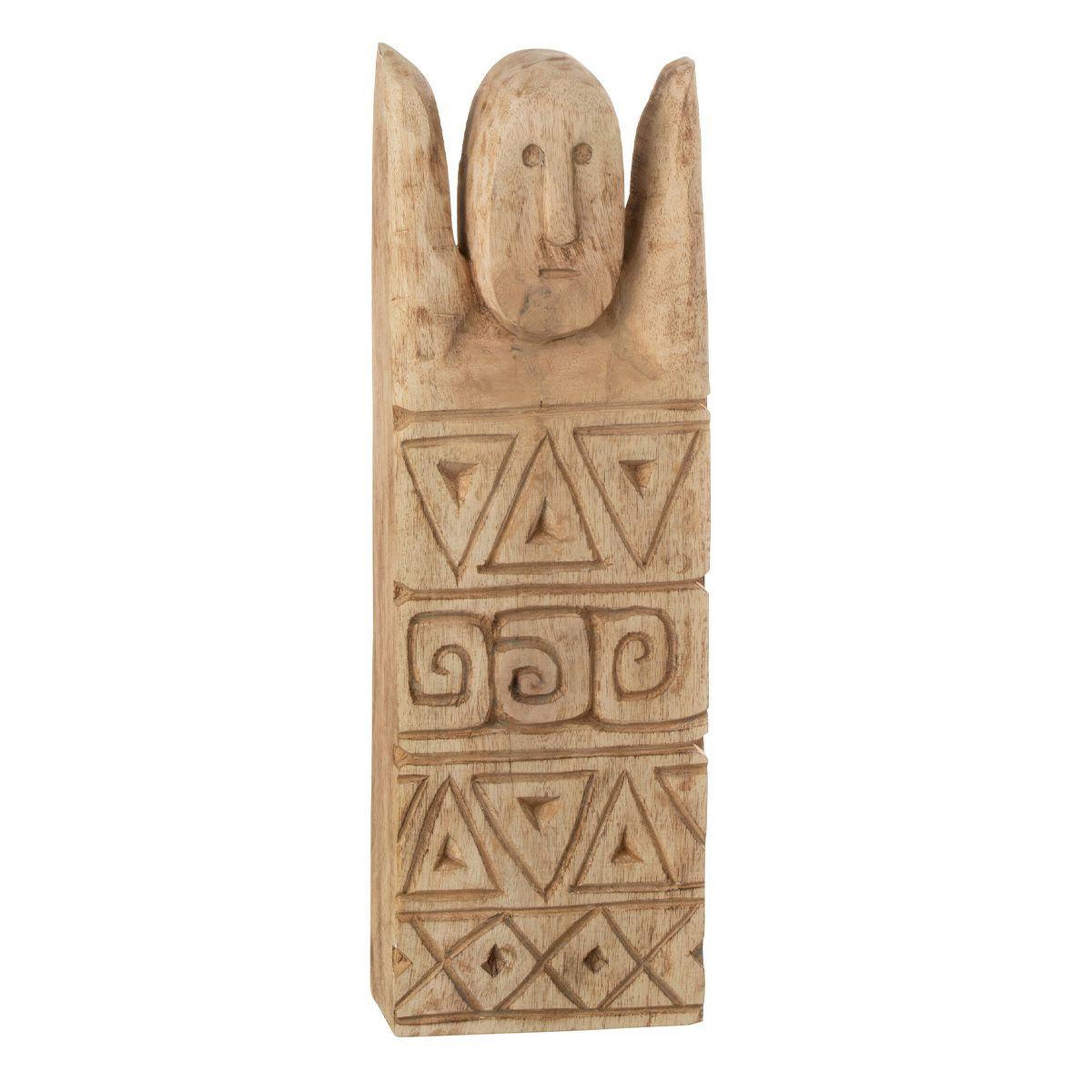 J-LINE Statue déco en bois  personnage africain  46cm naturel