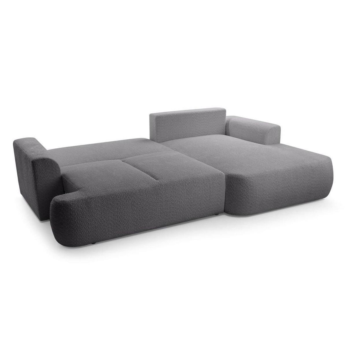 BEST MOBILIER Candela - canapé d'angle droit 4 places - convertible avec coffre - en tissu bouclette