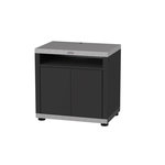 Le marquier Meuble cuisson avec tablette en inox et acier noir - 80 x 55 x 79 cm