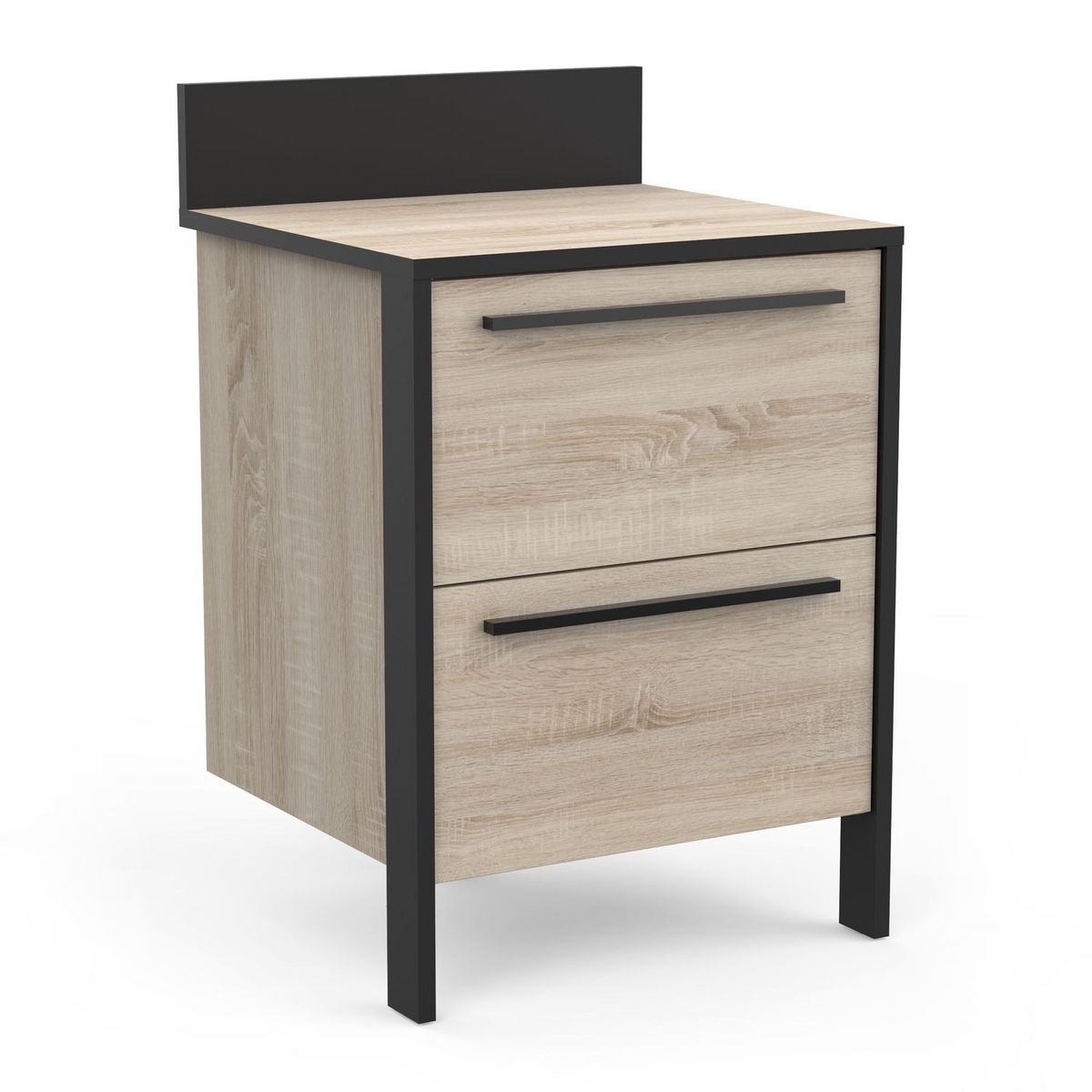 Meuble de cuisine bas casserolier 2 tiroirs style industriel L64cm BRICKHOUSE