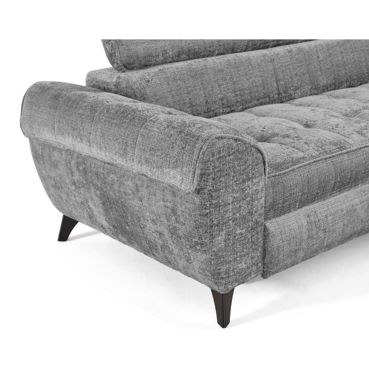 LISA DESIGN Marlo - canapé d'angle droit 5 places convertible avec coffre et têtières en velours texturé