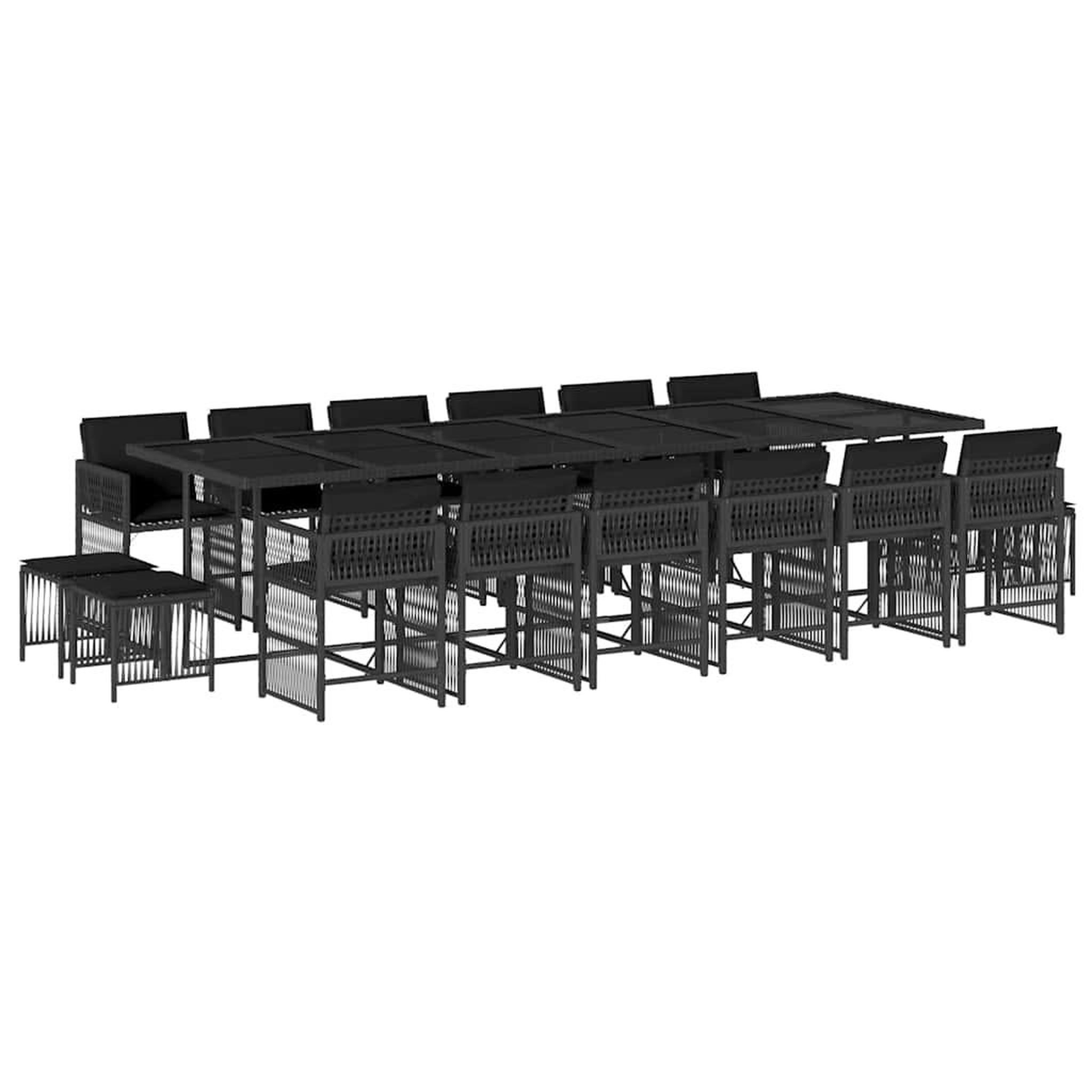 Voir la diapositive 2 : VIDAXL Ensemble a manger de jardin 17 pcs coussins noir resine tressee