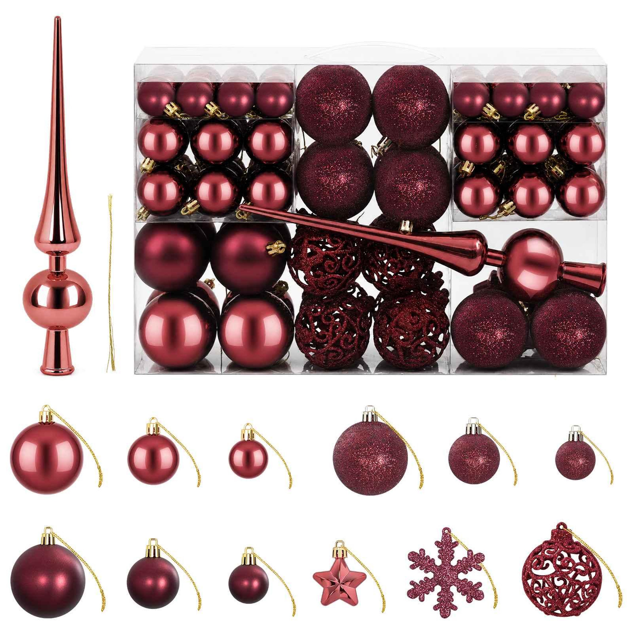 VIDAXL Ensemble de boules de Noël 111 pc Bordeaux Diam. 6 cm