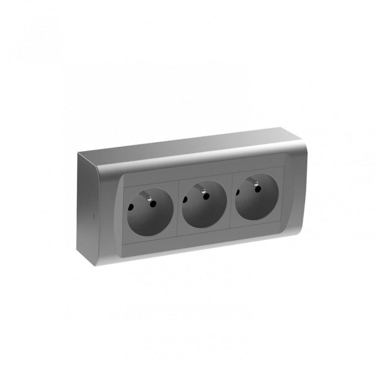 CENTRALE BRICO Bloc 3 prises avec terre saillie, gris / argent