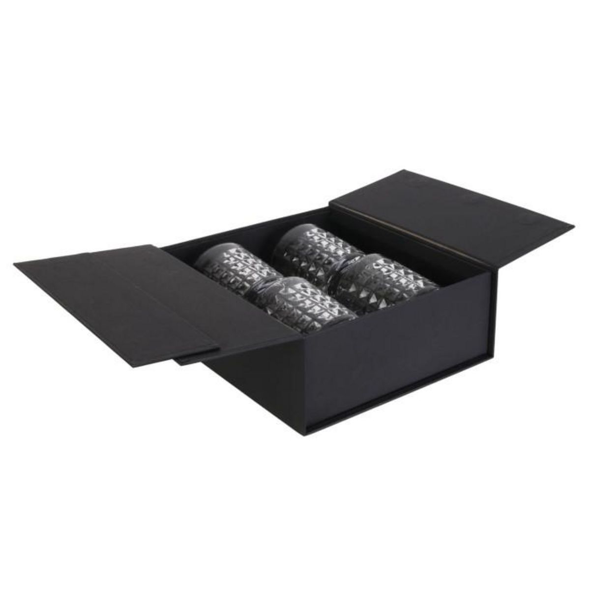 Paris Prix Lot de 4 Verres à Whisky Design  Coffret  9cm Noir