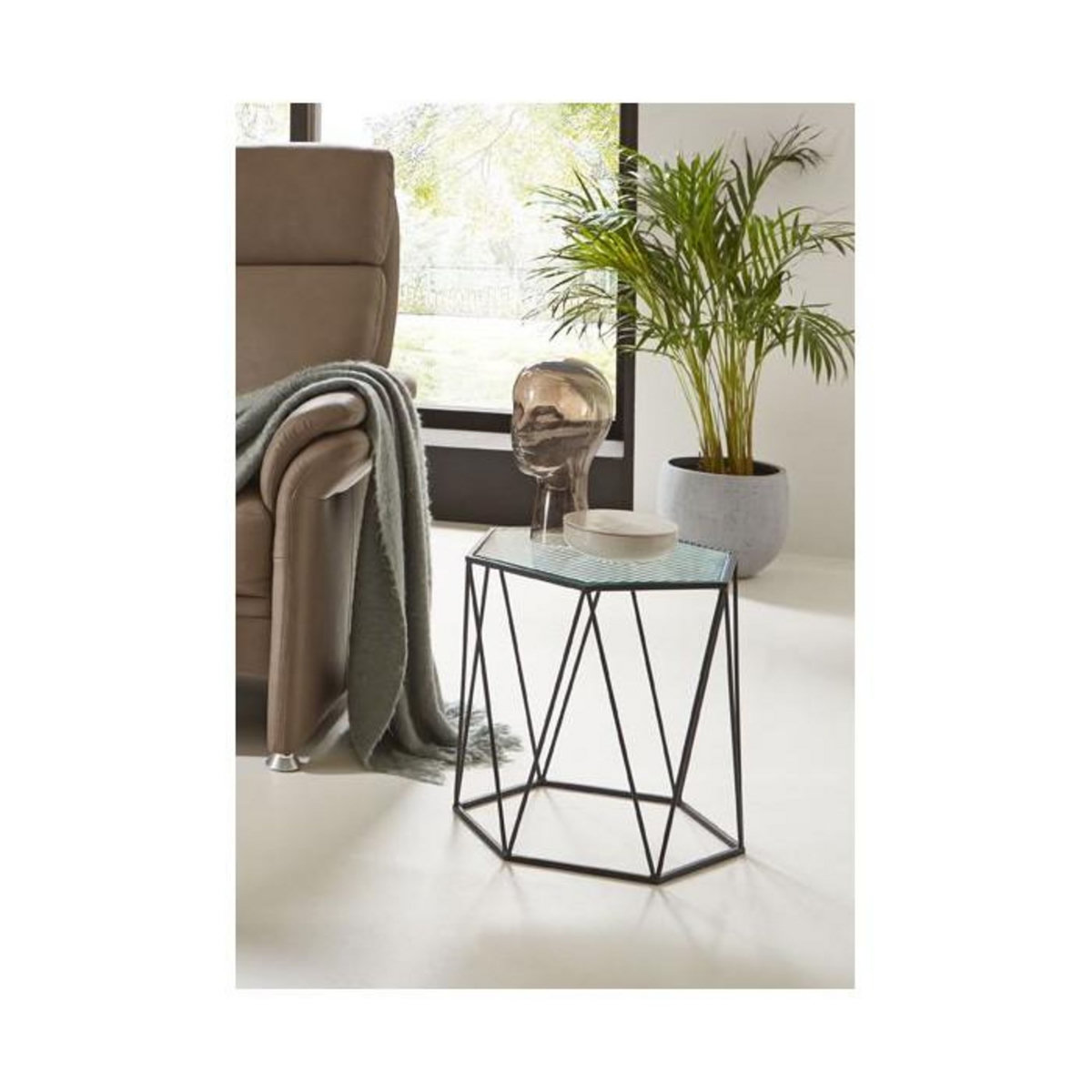 Paris Prix Table d'Appoint Design  Ondulé  46cm Noir