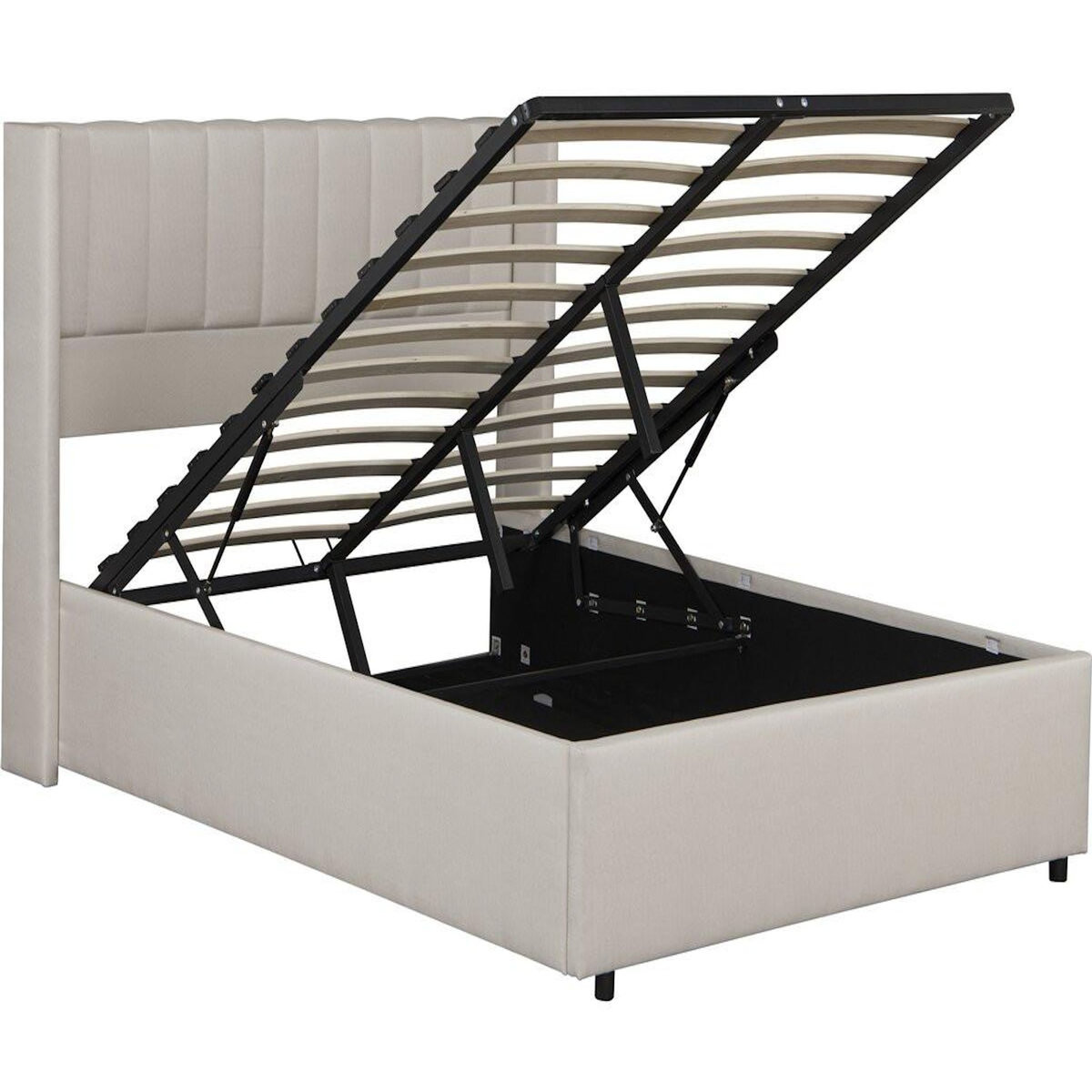 Habitat et Jardin Lit double en lin avec coffre  Saint-Moritz  - 160 x 200 cm - Beige