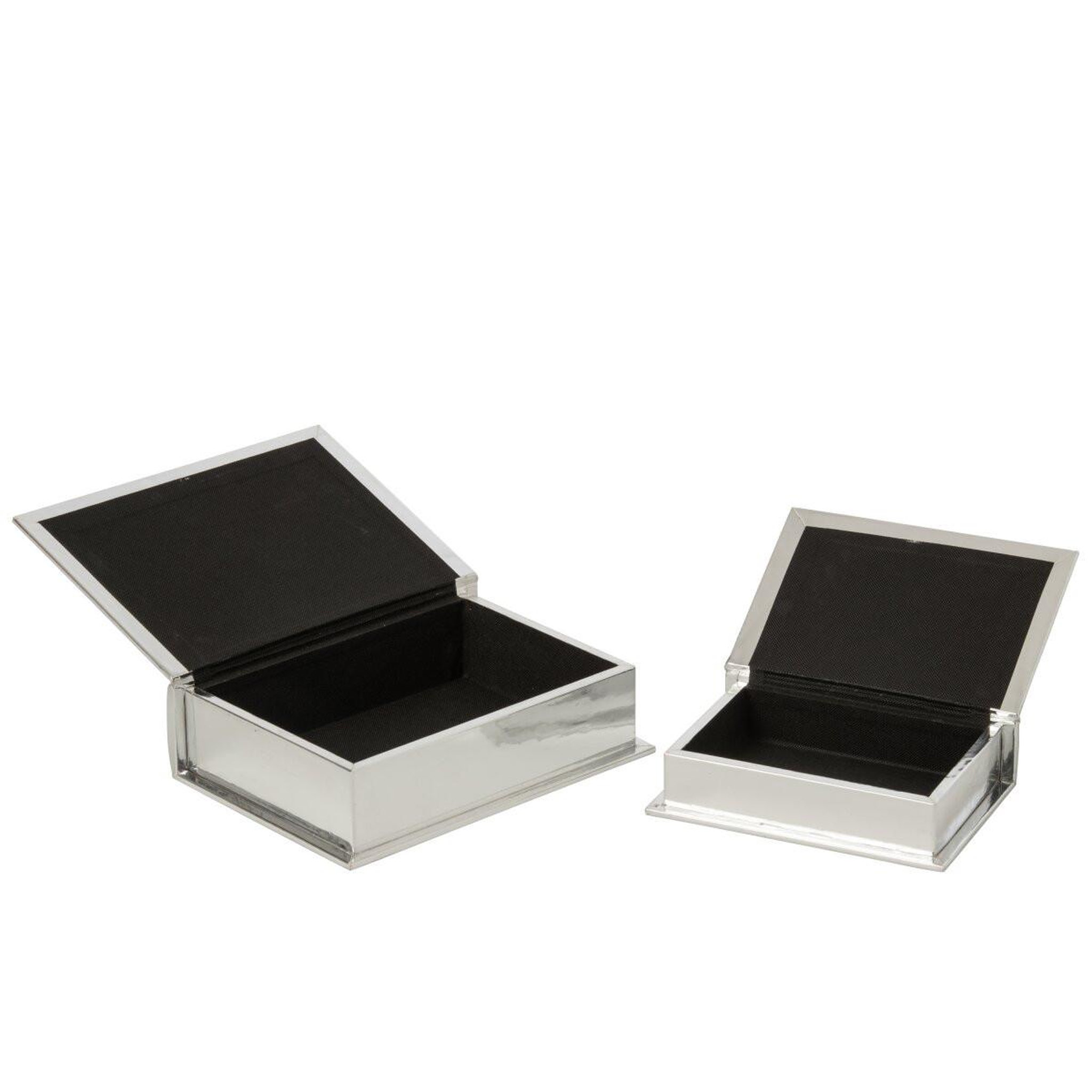 Voir la diapositive 2 : J-LINE Lot de 2 boîtes déco livre  romy  28cm argent