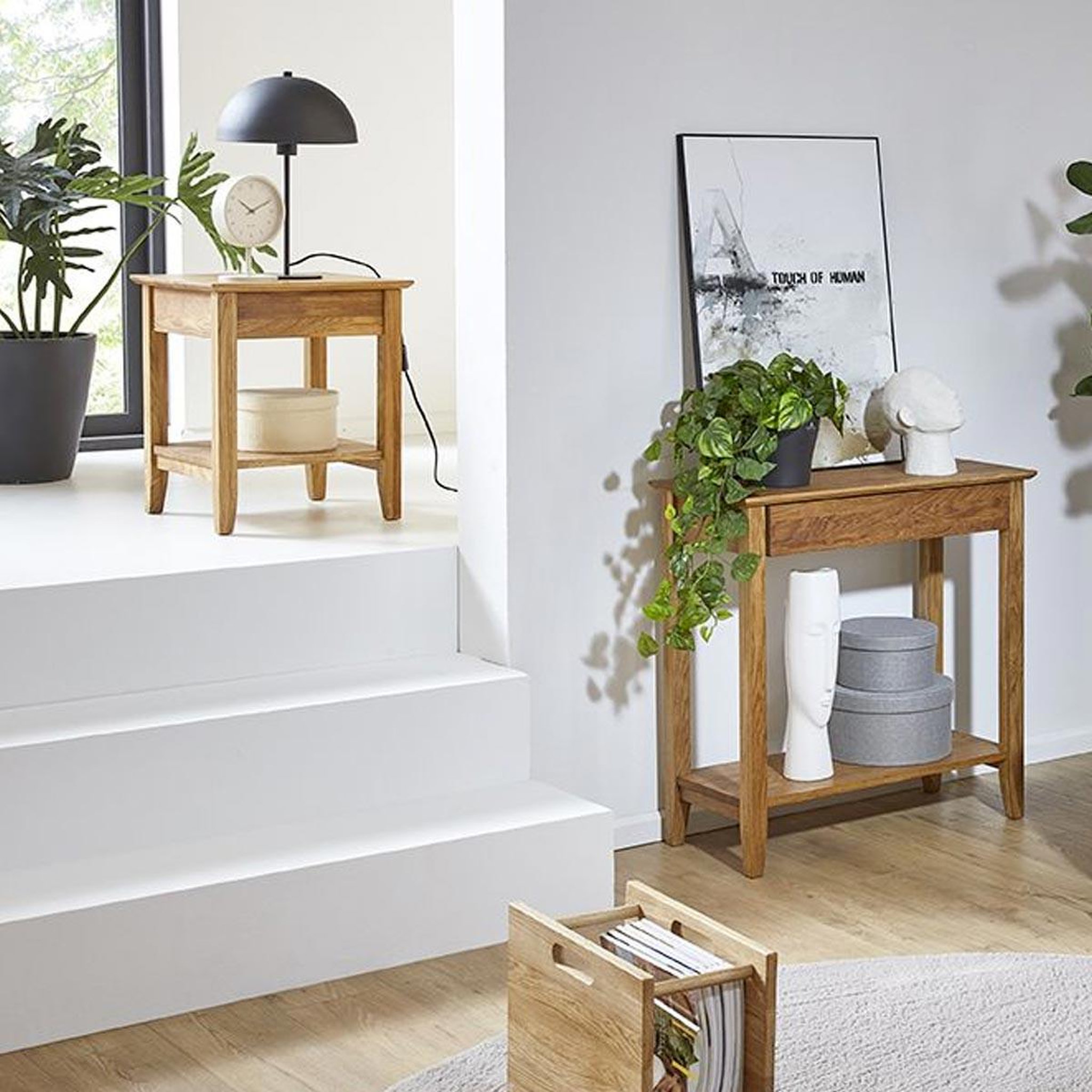Voir la diapositive 3 : Paris Prix Table d'Appoint en Bois 2 Niveaux  Mani  52cm Chêne