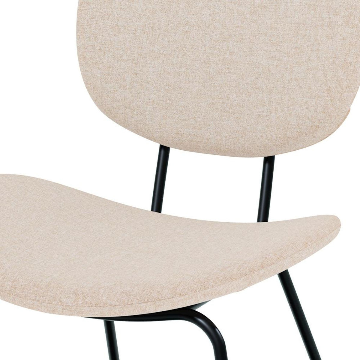 Rendez vous déco Lot de 2 chaises en tissu beige et pieds en métal noir-Verner