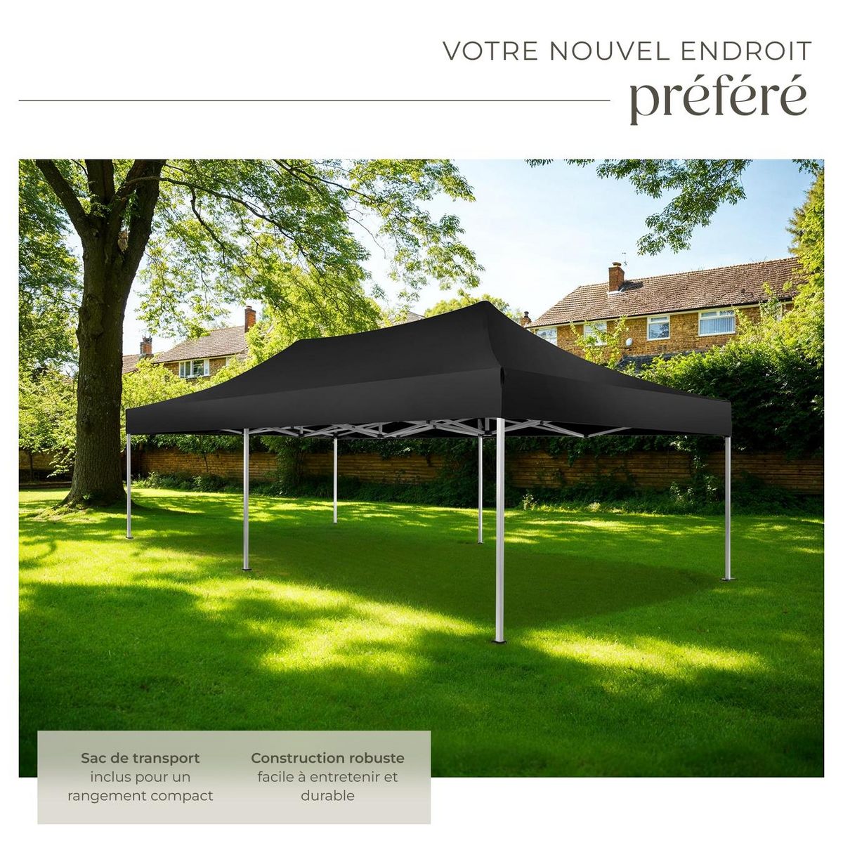 tectake Pavillon de jardin 6 x 3 m avec cadre en aluminium noir