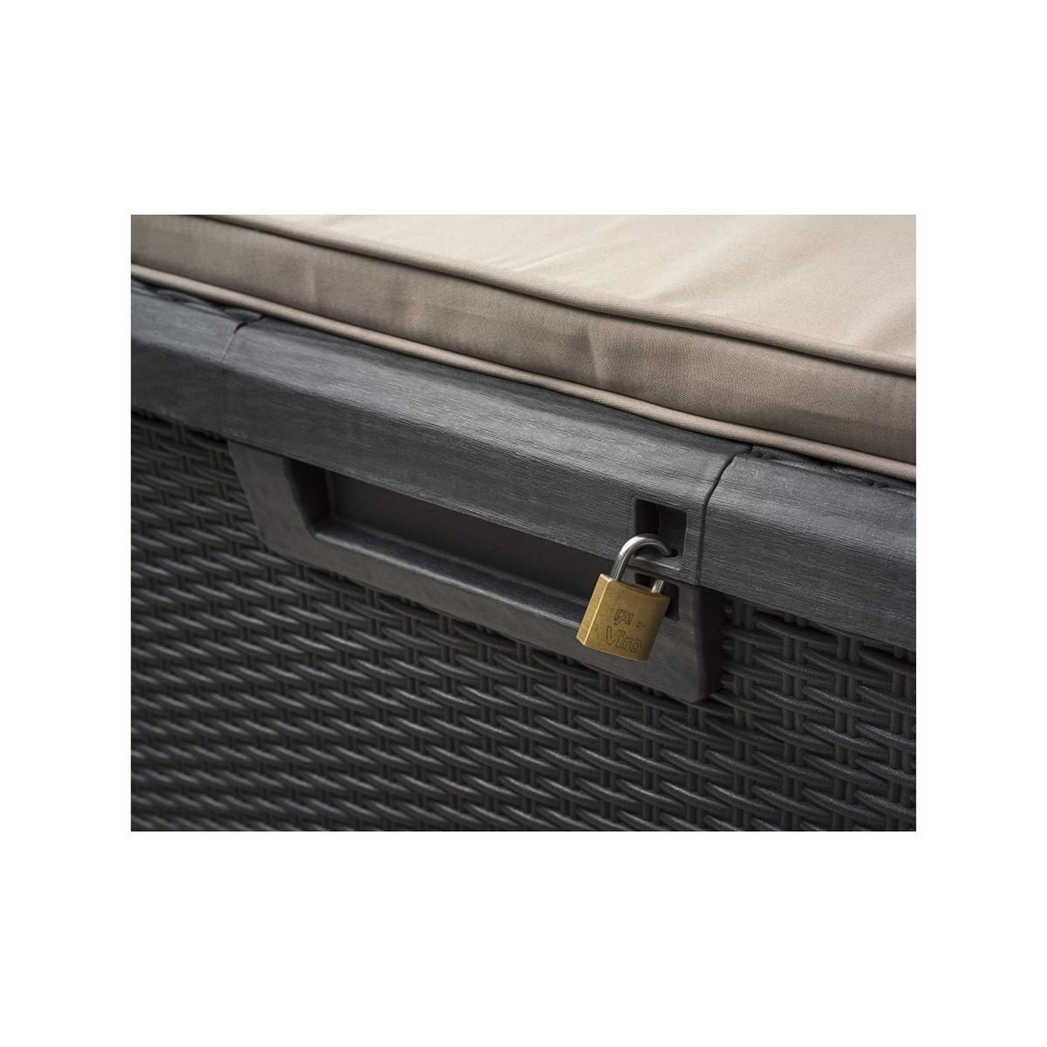Voir la diapositive 3 : Toomax Coffre de jardin en résine 560 litres gris anthracite cousin inclus effet rotin l147xp72xh65 cm toomax