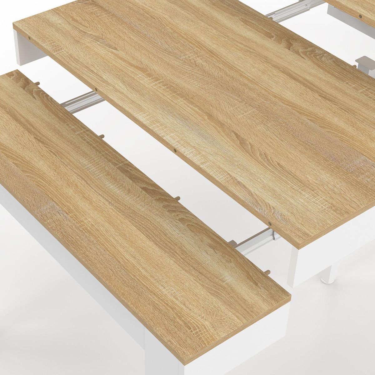 ID MARKET Table console extensible MICHEL 10 personnes 235 cm bois blanc et façon hêtre