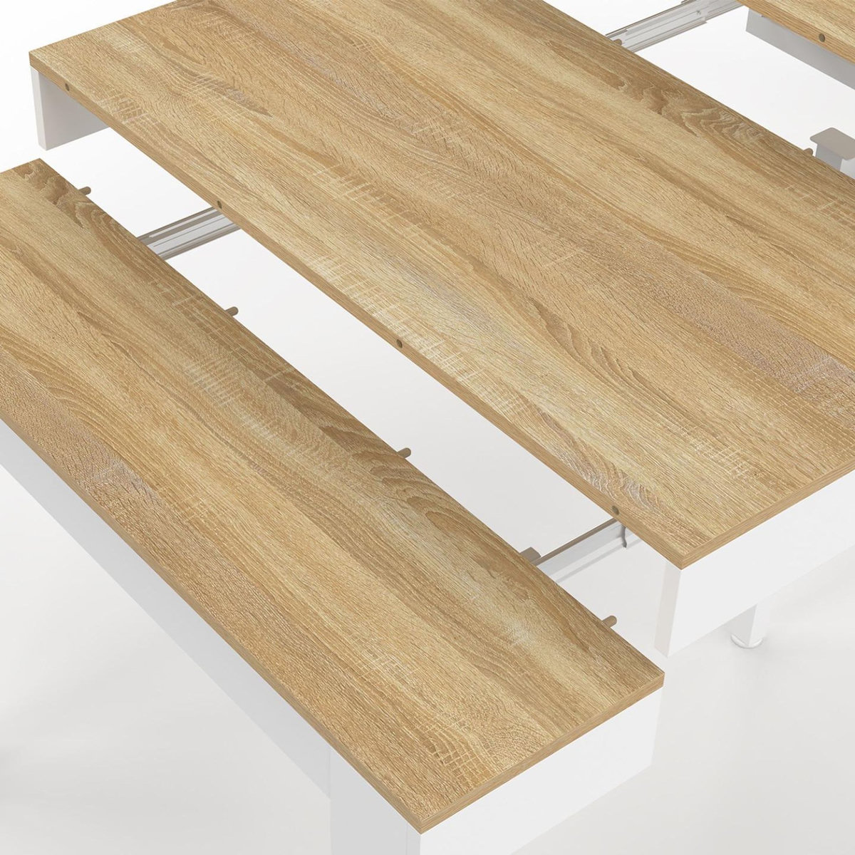 ID MARKET Table console extensible MICHEL 10 personnes 235 cm bois blanc et façon hêtre