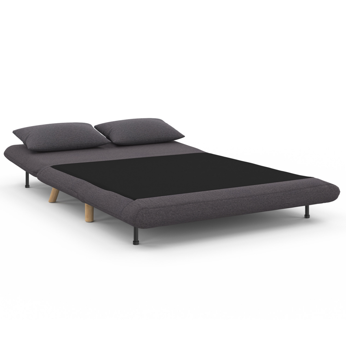 ID MARKET Canapé convertible ROMEO lit d'appoint 2 places 120 x 190 cm tissu gris anthracite