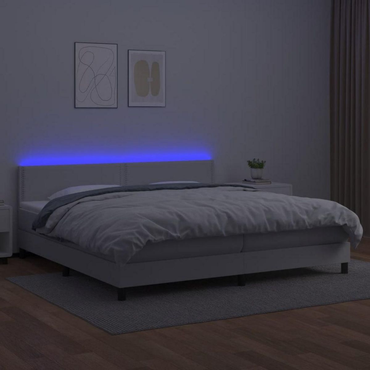 VIDAXL Sommier a lattes de lit avec matelas et LED Blanc 200x200 cm