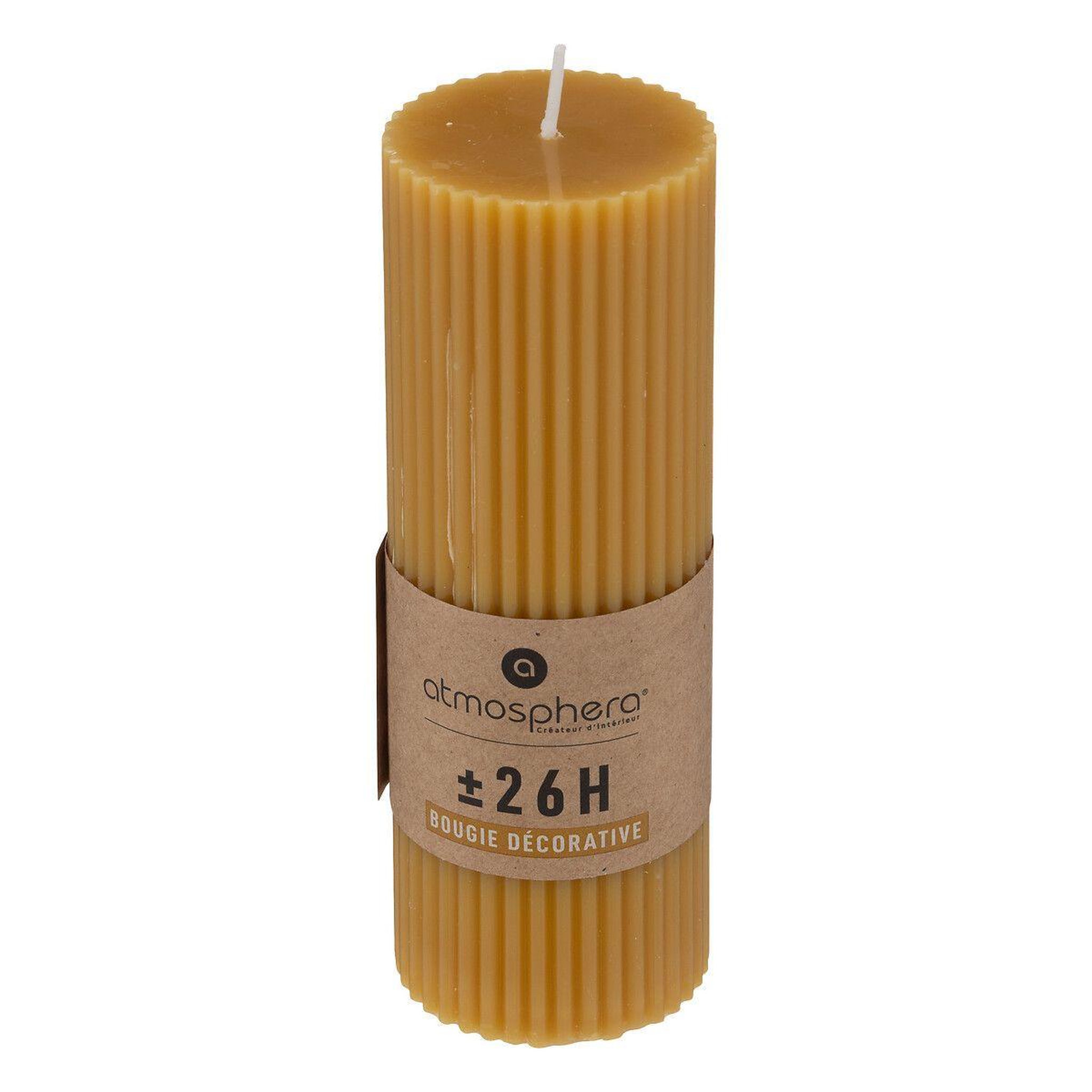 Voir la diapositive 2 : ATMOSPHERA Bougie déco  demi  14cm moutarde
