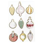 RICO DESIGN 9 Stickers 3D - Boules de Noël Nostalgique à paillettes dorées