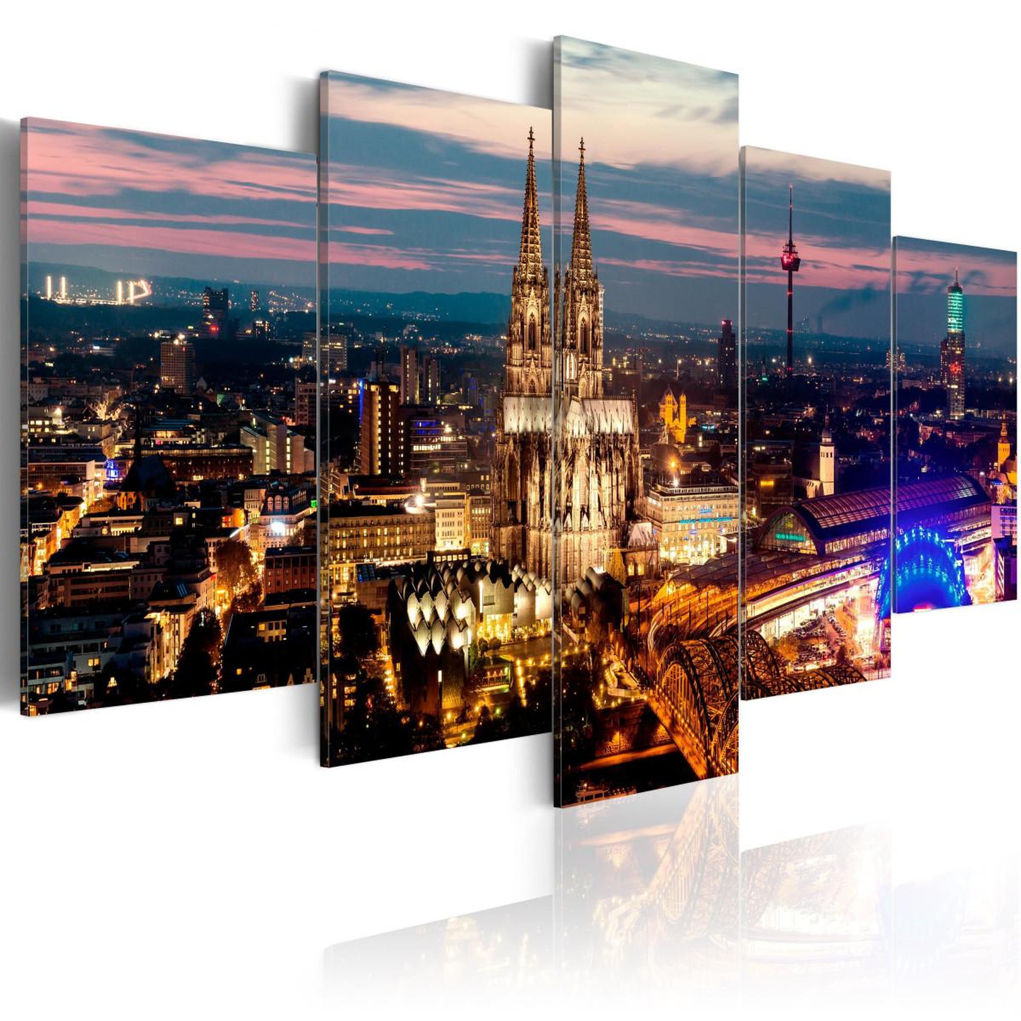 Paris Prix Tableau imprimé  koeln : night panorama. Coloris disponibles : Multicolore