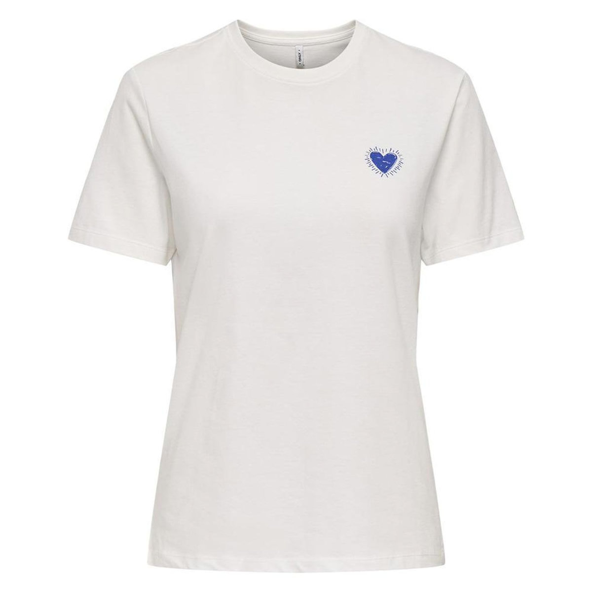 Only T-Shirt Blanc/Bleu Femme Only Heart
