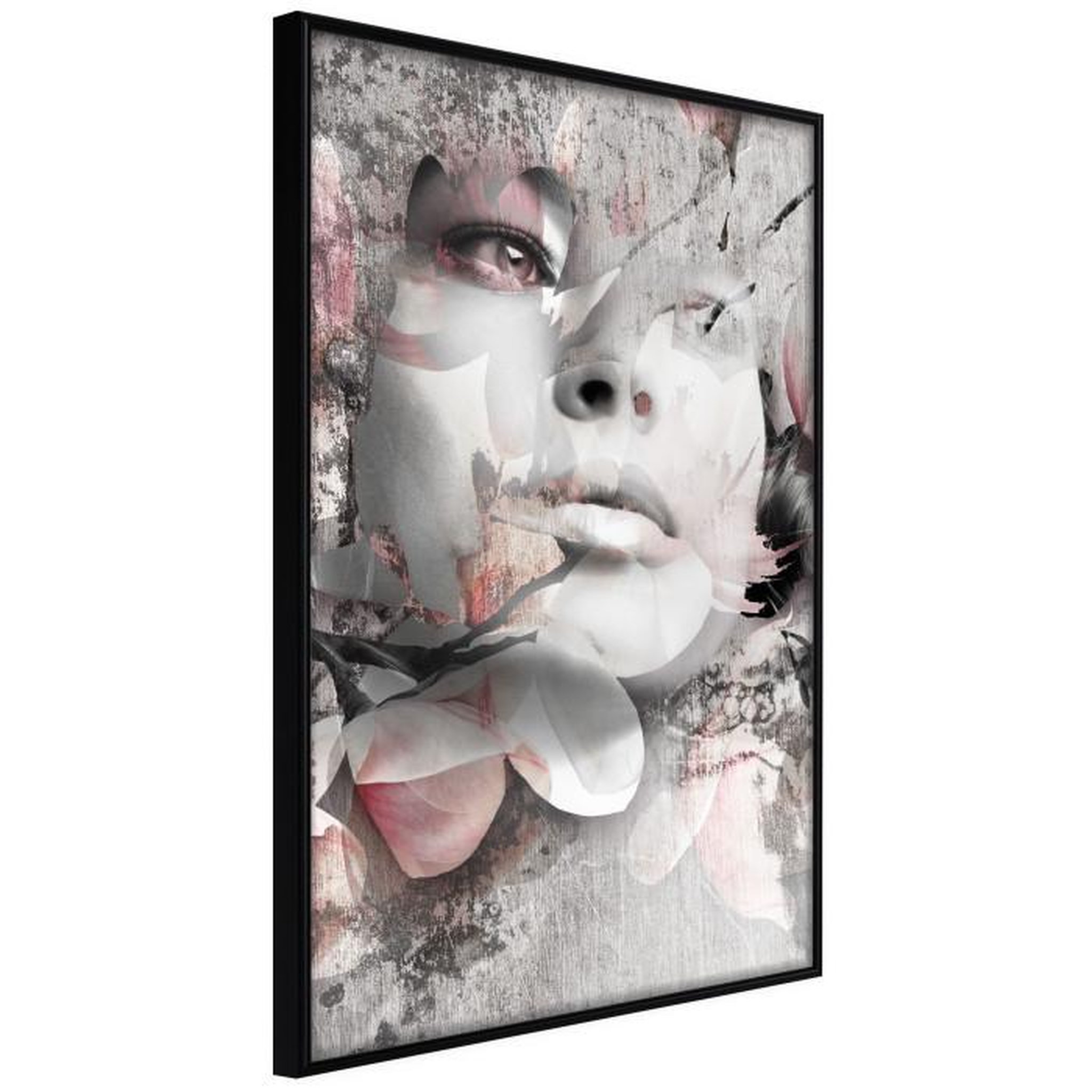 Paris Prix Affiche Murale Encadrée  Lady in the Flowers. Coloris disponibles : Jaune, Noir