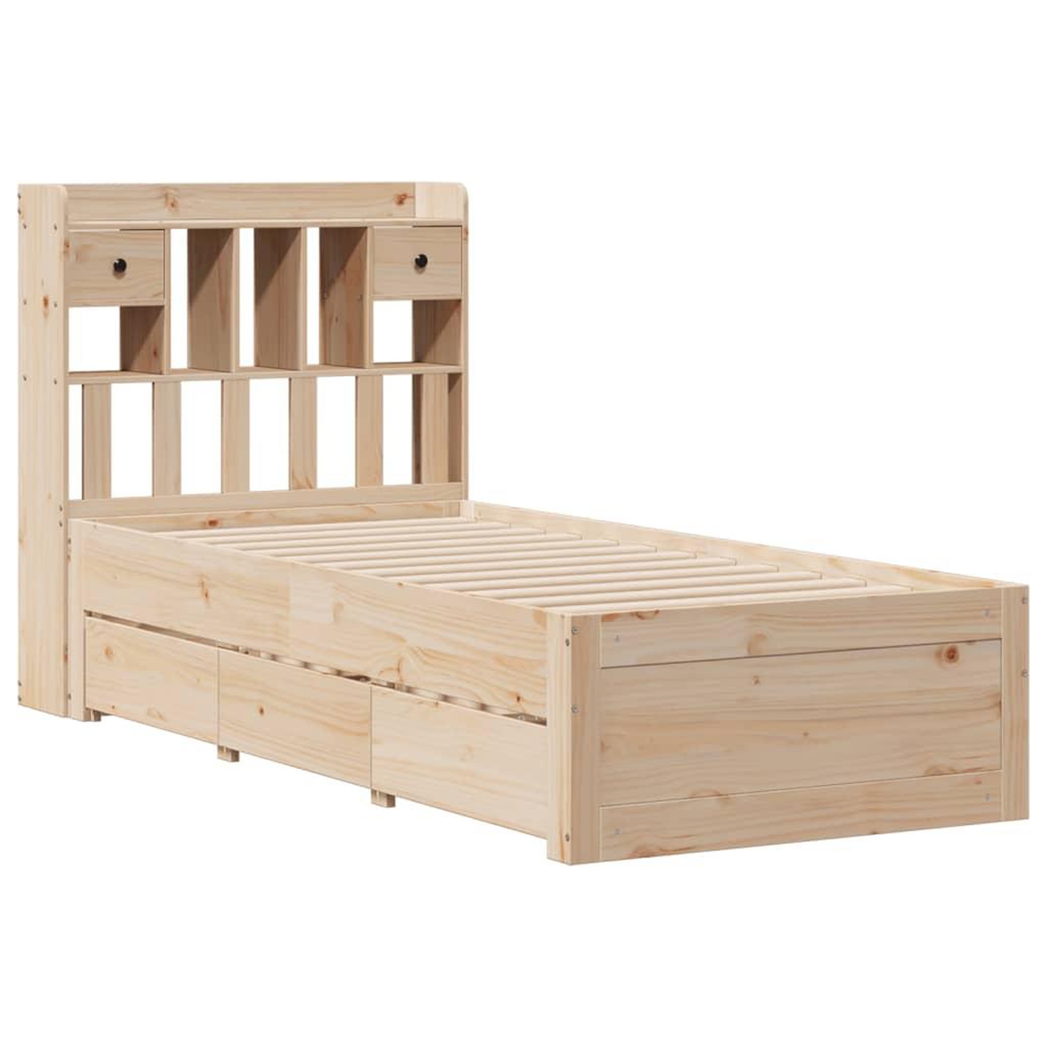 Voir la diapositive 3 : VIDAXL Lit bibliotheque sans matelas 75x190 cm bois de pin massif